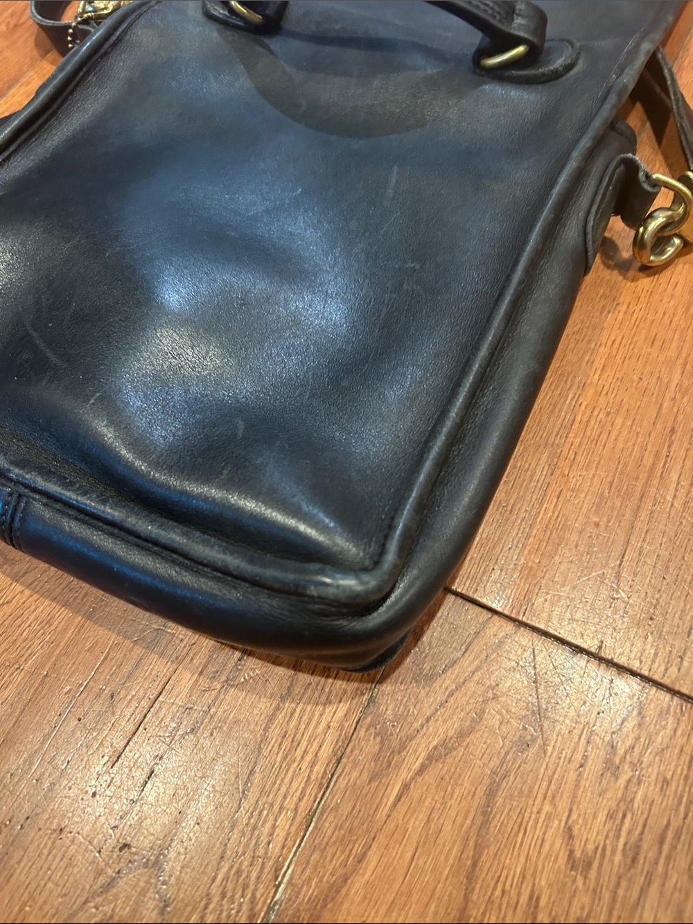 Vintage Coach Station Bag Black Leather Crossbody Messenger Bag - Picture 6 of 14